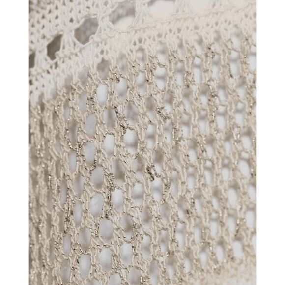 NWT Chicos open weave sweater v neck metallic thread Sz 1/M - Picture 3 of 11